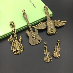 手工朋克摇滚吉他小提琴音符手机项链耳环吊坠金属饰品配件材料