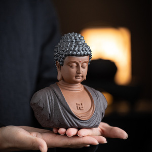 新中式释迦摩尼佛像摆件大日如来佛头陶瓷工艺品禅意家居玄关桌面