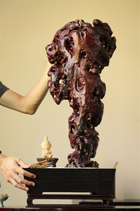 印度小叶紫檀太湖石摆件大直径老料造型雕刻喜鹊跃然文玩收藏送礼