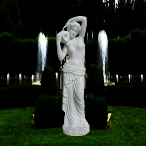 大理石欧式汉白玉人物雕像抱罐女神流水喷泉石雕摆件花园别墅定制