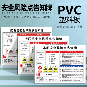 安全风险点告知牌卡岗位车间标识牌配电房室内工厂仓库空压机机床行车标志叉车标示电梯井提示警示牌定制贴纸