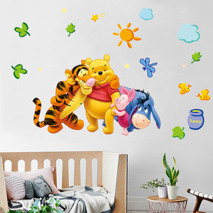 小熊维尼熊卡通防水装饰画  卧室儿童房客厅自粘3D立体墙贴纸防水