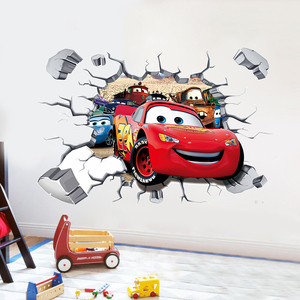 卡通赛车汽车总动员墙贴麦昆防水贴纸卧室可移除壁画纸客厅儿童房