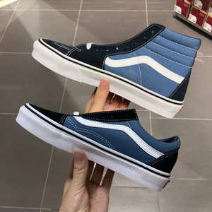 正品韩版VANS Old Skool经典款海军蓝低帮高帮板鞋休闲鞋男鞋女鞋