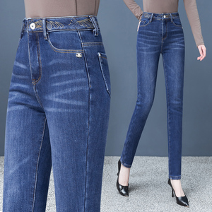 2024夏季薄款牛仔裤女士中年长裤新款高腰高档显瘦弹力小脚铅笔裤