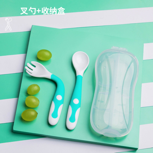 婴幼儿宝宝叉勺套装儿童添加辅食勺学吃饭训练勺子可弯曲勺子