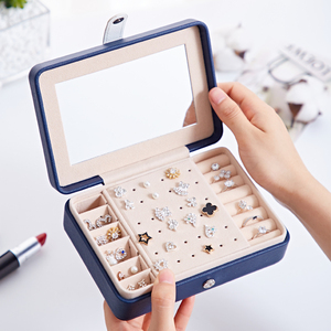 首饰盒收纳盒公主欧式韩国小便携耳钉收纳珠宝项链耳环戒指旅行盒