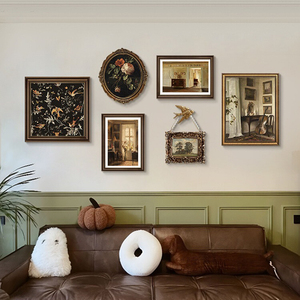 美式客厅装饰画法式复古沙发背景墙挂画中古风艺术组合画餐厅过道