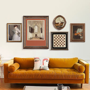 复古美式组合客厅装饰画小众沙发背景墙挂画轻奢欧式餐厅壁画法式