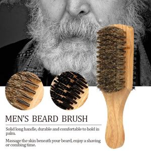 包邮猪鬃男士双面胡须造型梳木刷梳子胡子梳胡须刷Beard Brush