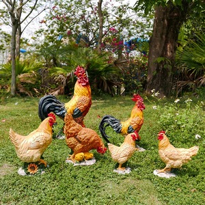 仿真公鸡母鸡摆件工艺品花园草地假鸡模型庭院玄关草坪大公鸡装饰