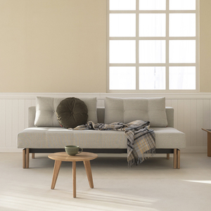 丹麦依诺维绅小户型客厅沙发床斯莱恩木腿三人多功能折叠两用沙发