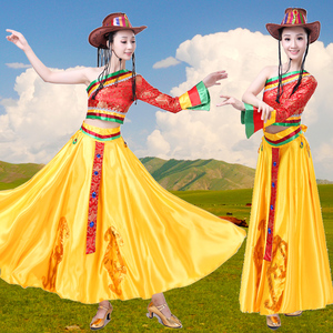 新款民族风舞蹈演出服唐古拉风女成人藏族服衣服蒙古民族表演服装