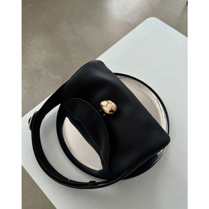 黑色手提包包女士2023新款高级质感小众设计蛋形锁扣通勤波士顿包