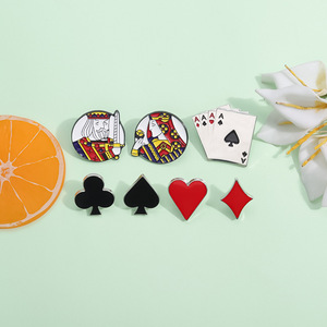 创意扑克牌系列黑桃梅花方块红桃造型胸针简约卡通金属徽章装饰品