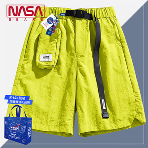 NASA联名腰包潮牌日系腰带松紧工装短裤男复古百搭山系运动五分裤