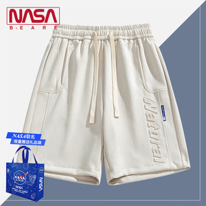 NASA联名美式复古麂皮绒男士夏季高街字母立体钢印五分裤运动短裤