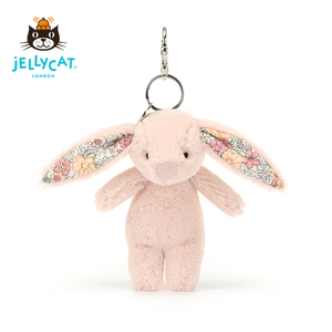 英国Jellycat花布胭脂粉色邦尼兔包包挂饰可爱毛绒玩具公仔钥匙扣