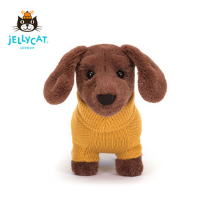英国Jellycat黄色毛线衫腊肠犬柔软可爱毛绒玩具狗狗公仔