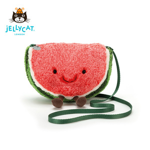 英国Jellycat可爱儿童趣味西瓜包毛绒斜挎包背包玩偶娃娃公仔