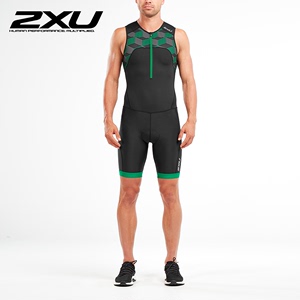 2XU铁人三项比赛游泳骑行跑步连体服 铁三无袖压缩连体衣 MT4862D