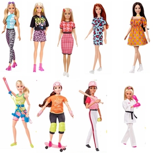 芭比娃娃Barbie时尚达人小香风连衣裙摇滚女孩过家换装玩具GRB59
