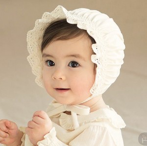 韩国进口婴儿童淑女公主帽子初生女宝宝有机全棉防风护耳春秋胎帽