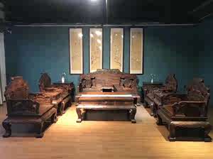 老挝新款明清古典飞天仕女沙发十一件套大红酸枝交趾黄檀