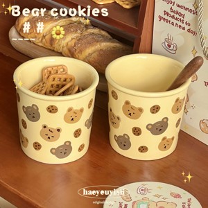 奶油黄曲奇熊熊饼干卡通陶瓷马克杯咖啡杯礼盒早餐杯学生送人