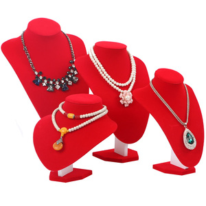 大红色绒布颈脖模特架项链脖子展示架吊坠首饰饰品珠宝拍摄道具