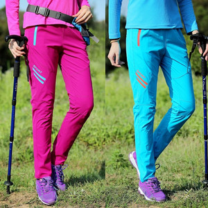 哥伦比亚户外速干裤女夏季薄款登山徒步大码显瘦弹力透气快干裤