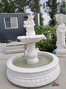 汉白玉大理石欧式流水喷泉客厅户外假山鱼池庭院水景花园装饰摆件