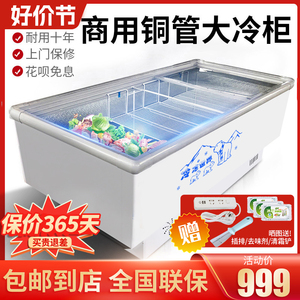 冰柜商用大容量冷柜冰箱冷藏展示柜保鲜冷冻两用岛柜卧式玻璃雪柜