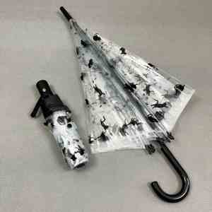 出口日本黑猫小清新文艺范成人学生自动轻量折叠雨伞透明长柄雨伞