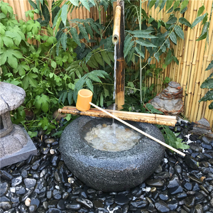 日式庭院流水石钵组合花园造景户外水钵禅意自然花钵石盆石槽景观