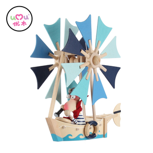 优木 木制丹尼尔船长玩具1-2周岁 正品包邮男孩创意拉伸玩具挂件
