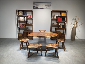 南美胡桃木实木大板随形桌大茶几茶桌原木整块茶台桌椅新中式异形