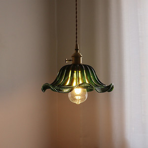 老上海复古黄铜玻璃吊灯简约民宿餐厅吧台玄关过道卧室床头荷叶灯