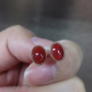 红色宝石耳钉耳环戒指吊坠手链手串项链配件18k玫瑰金 时尚特色