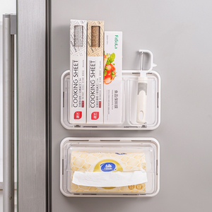 磁吸纸巾盒冰箱收纳盒磁铁透明抽纸盒纸巾架厨房用纸壁挂式置物架