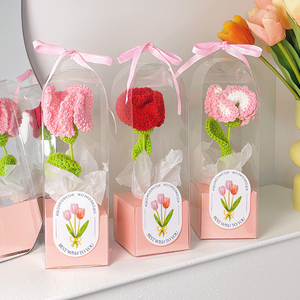 母亲节手工编织康乃馨花束礼物送妈妈礼盒护士节创意实用教师节