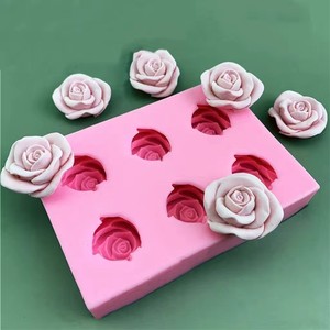 6朵玫瑰硅胶模具 翻糖蛋糕装饰工具 花朵 烘焙巧克力DIY厨房器具