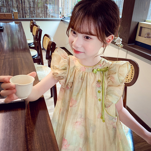 女童连衣裙新中式儿童超仙雪纺汉服夏装2024新款洋气小女孩公主裙