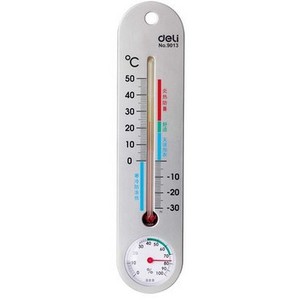 得力9013室内外温度计 家用婴儿房温湿两用大棚温湿度计可悬挂
