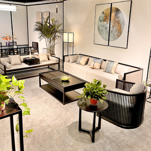 新中式实木沙发组合禅意中式客厅大小户型别墅酒店鸡翅木万物家具