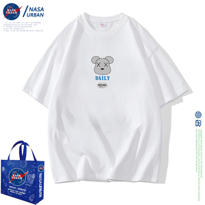 NASA URBAN联名款宽松短袖叠穿T恤男女情侣夏季纯棉短袖T恤青年潮