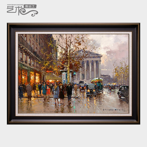 爱德华科尔特斯世界名油画美欧式手绘复古典巴黎风街景装饰挂288