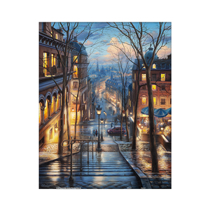 3D-JP平面塑料拼图500片城市风景装饰画蒙马特，宁静之夜H2059