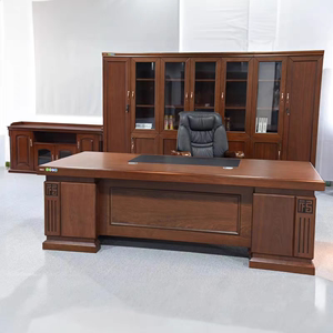 老板桌总裁大班台经理桌实木皮办公桌椅组合家具简约新中式电脑桌