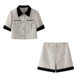 Etam艾格套装女2024夏季新款一整套时尚小香风短袖上衣短裤两件套